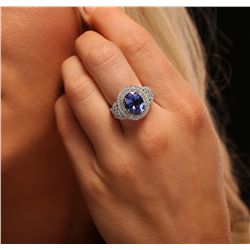 14KT White Gold 3.95ct Tanzanite and Diamond Ring