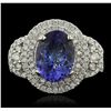 Image 4 : 14KT White Gold 3.95ct Tanzanite and Diamond Ring