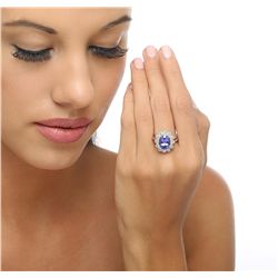 14KT White Gold 4.25ct Tanzanite and Diamond Ring