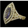 Image 5 : 14KT Yellow Gold 2.20ct Tanzanite and Diamond Ring