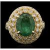 Image 4 : 14KT Yellow Gold 3.18ct Emerald and Diamond Ring