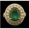 Image 4 : 14KT Yellow Gold 3.18ct Emerald and Diamond Ring