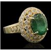 Image 5 : 14KT Yellow Gold 3.18ct Emerald and Diamond Ring