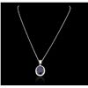 Image 5 : 14KT White Gold 11.35ct Sapphire and Diamond Pendant With Chain