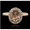 Image 4 : 14KT Rose Gold 1.55ct Morganite and Diamond Ring