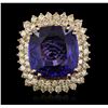 Image 4 : 14KT Rose Gold 25.52ct GIA Certified Tanzanite and Diamond Ring