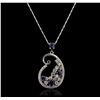 Image 5 : 14KT White Gold 1.88ctw Sapphire and Diamond Pendant With Chain