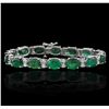 Image 7 : 14KT White Gold 18.48ctw Emerald and Diamond Bracelet