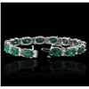Image 8 : 14KT White Gold 18.48ctw Emerald and Diamond Bracelet