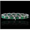 Image 9 : 14KT White Gold 18.48ctw Emerald and Diamond Bracelet