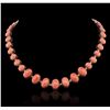 Image 5 : 14KT Rose Gold 77.50ctw Coral and Diamond Necklace