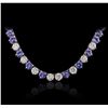 Image 4 : 14KT White Gold 28.00ctw Tanzanite and Diamond Necklace