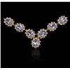 Image 4 : 14KT Yellow Gold 24.95ctw Tanzanite and Diamond Necklace