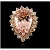 Image 4 : 14KT Rose Gold 8.85ct Morganite and Diamond Ring