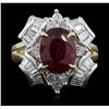 Image 4 : 14KT Yellow Gold 3.15ct Ruby and Diamond Ring