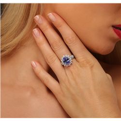 14KT White Gold 2.73ct Tanzanite and Diamond Ring