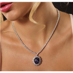 14KT Gold 13.94ct Tanzanite and Diamond Pendant with Chain