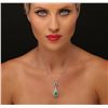 Image 1 : 18KT White Gold 4.71ctw Emerald and Diamond Necklace