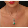 Image 2 : 18KT White Gold 4.71ctw Emerald and Diamond Necklace