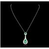 Image 4 : 18KT White Gold 4.71ctw Emerald and Diamond Necklace