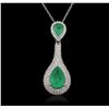 Image 5 : 18KT White Gold 4.71ctw Emerald and Diamond Necklace