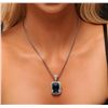 Image 1 : 14KT White Gold 25.61ct Topaz and Diamond Pendant With Chain