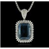 Image 4 : 14KT White Gold 25.61ct Topaz and Diamond Pendant With Chain