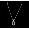 Image 5 : 14KT White Gold 25.61ct Topaz and Diamond Pendant With Chain