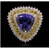 Image 4 : 14KT Yellow Gold 28.41ct GIA Certified Tanzanite and Diamond Ring