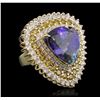 Image 5 : 14KT Yellow Gold 28.41ct GIA Certified Tanzanite and Diamond Ring