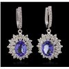 Image 4 : 14KT White Gold 7.46ctw Tanzanite and Diamond Earrings