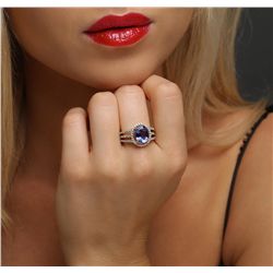 14KT Yellow Gold 3.12ct Tanzanite and Diamond Ring