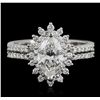 Image 4 : 14KT White Gold 1.74ctw Marquise Cut Diamond Ring