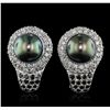 Image 4 : 18KT White Gold 1.67ctw Diamond and Pearl Earrings