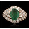 Image 4 : 14KT Rose Gold 1.66ct Emerald and Diamond Ring