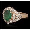 Image 5 : 14KT Rose Gold 1.66ct Emerald and Diamond Ring