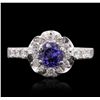 Image 4 : 14KT White Gold 0.76ct Tanzanite and Diamond Ring