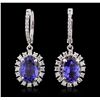 Image 4 : 14KT White Gold 3.70ctw Tanzanite and Diamond Earrings