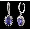 Image 5 : 14KT White Gold 3.70ctw Tanzanite and Diamond Earrings