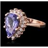Image 5 : 14KT Rose Gold 4.04ct Tanzanite and Diamond Ring