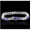 Image 5 : 14KT White Gold 10.50ctw Tanzanite and Diamond Bracelet