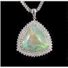 Image 6 : 14KT White Gold 25.72ct Opal and Diamond Pendant with Chain