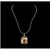 Image 5 : 18KT Yellow Gold Multi Gemstone Vintage Pendant With Cord