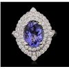 Image 3 : 18KT White Gold 3.19ct Tanzanite and Diamond Ring