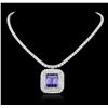 Image 5 : 18KT White Gold 43.74ct Tanzanite and Diamond Necklace