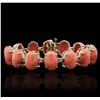 Image 4 : 14KT Yellow Gold 64.90ctw Coral and Diamond Bracelet