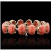 Image 5 : 14KT Yellow Gold 64.90ctw Coral and Diamond Bracelet