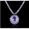 Image 4 : 14KT White Gold 22.35ct Tanzanite and Diamond Necklace