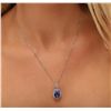 Image 3 : 14KT White Gold 6.63ct Tanzanite and Diamond Pendant With Chain