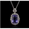 Image 6 : 14KT White Gold 6.63ct Tanzanite and Diamond Pendant With Chain